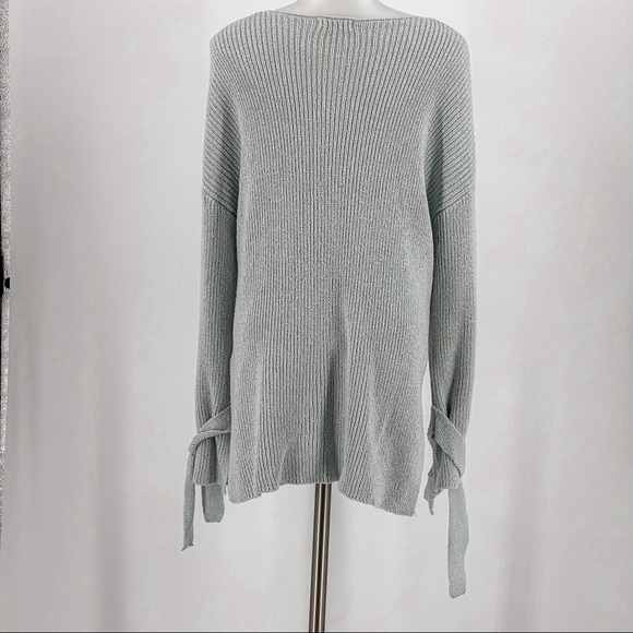 Lush Women's Knit Sweater Tunic Long Sleeve Scoop Neck Sweater Baby Blue/Gray - Picture 8 of 13